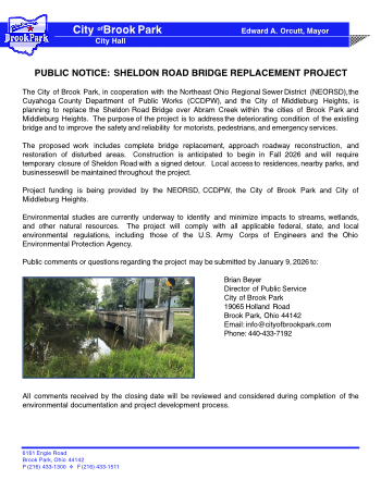 SHELDON ROAD BRIDGE REPLACEMENT